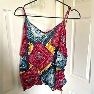 2x SHEIN spaghetti strap tank top. Never worn, multi colored, mostly a burgundy